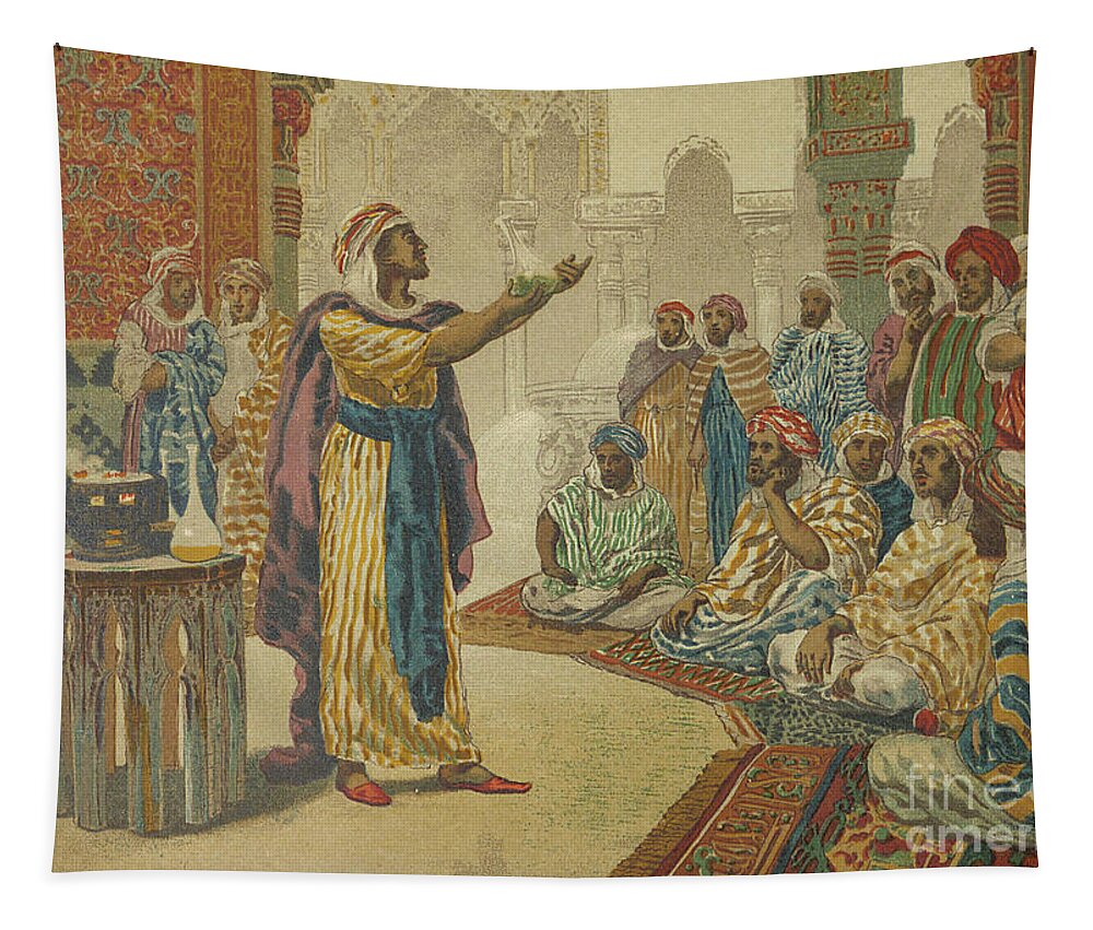 Jabir Tapestry featuring the photograph Jabir ibn Hayyan Geber s1 by Historic illustrations