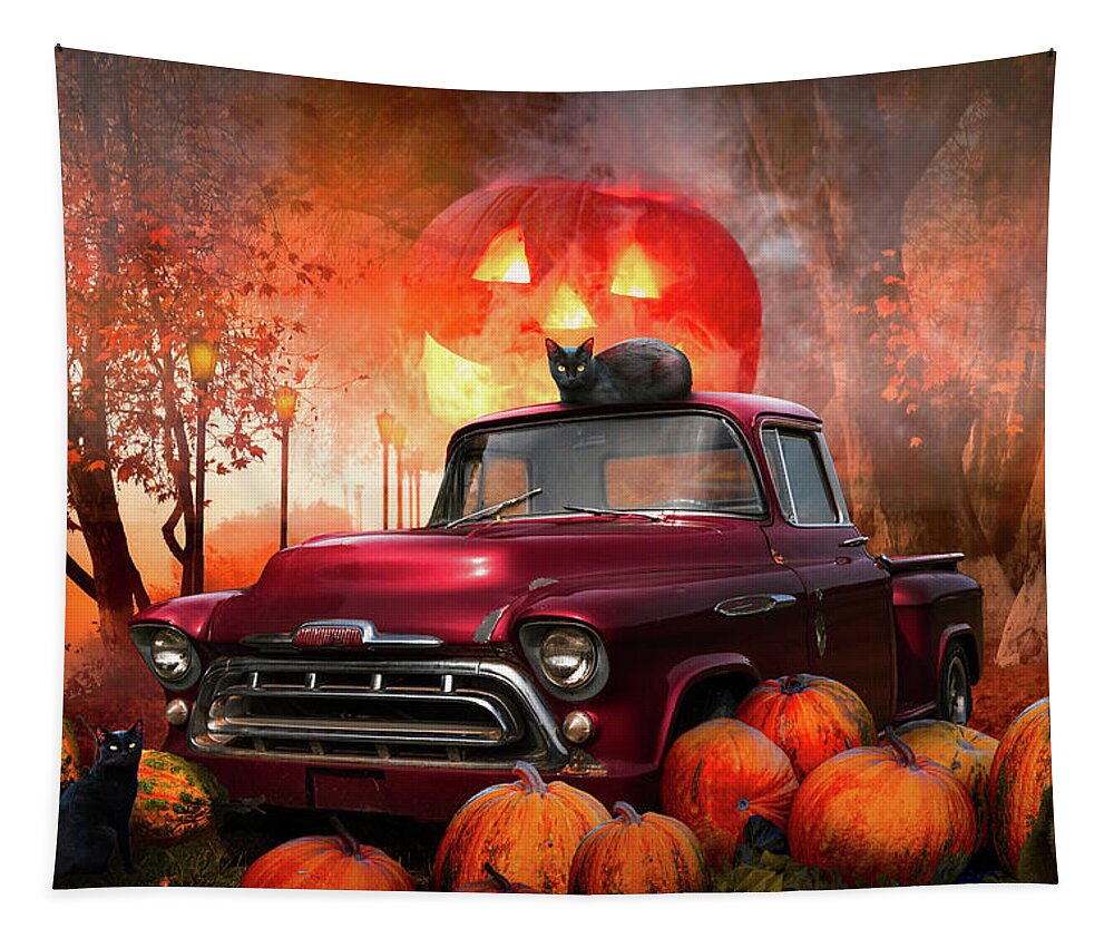 Halloween Tapestry featuring the photograph Jack O Lantern Full Moon by Debra and Dave Vanderlaan