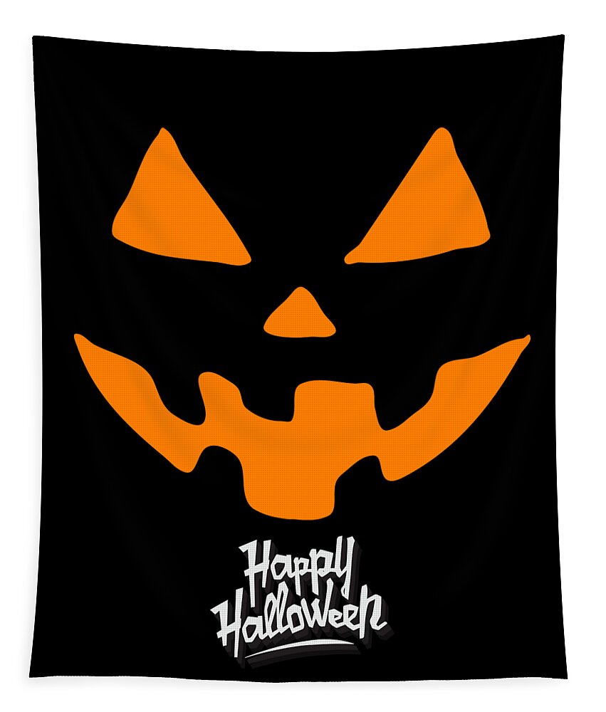 Funny Tapestry featuring the digital art Jack-O-Lantern Pumpkin Happy Halloween by Flippin Sweet Gear
