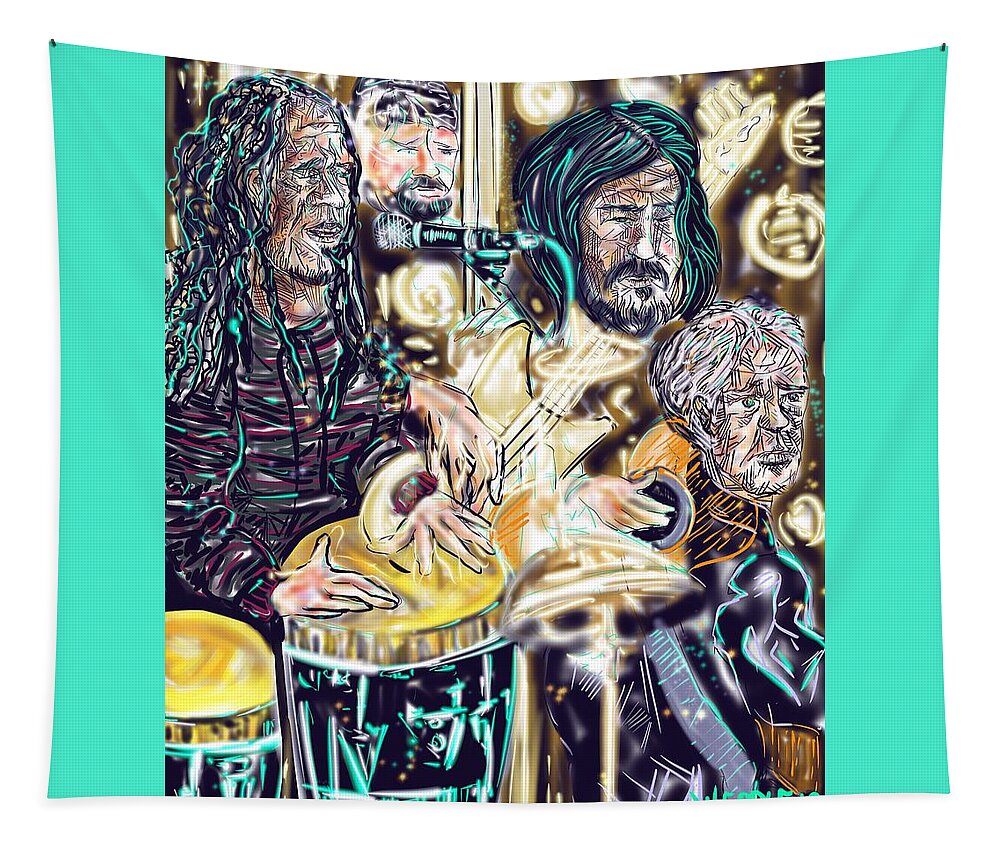 Music Tapestry featuring the digital art Jai Roots y Amigos by Angela Weddle