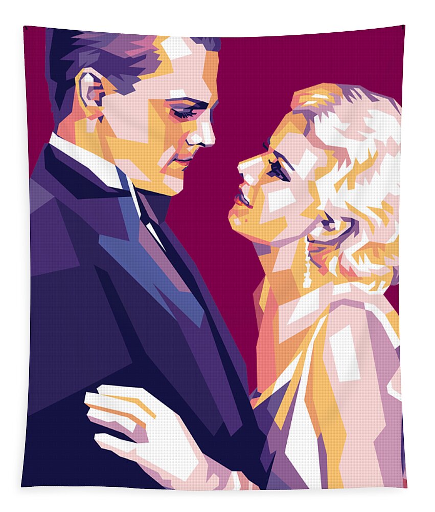 James Cagney Tapestry featuring the digital art James Cagney and Jean Harlow by Movie World Posters