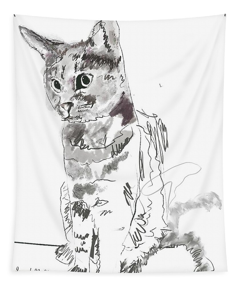 Digital Tapestry featuring the digital art James Cat by Joseph Mora