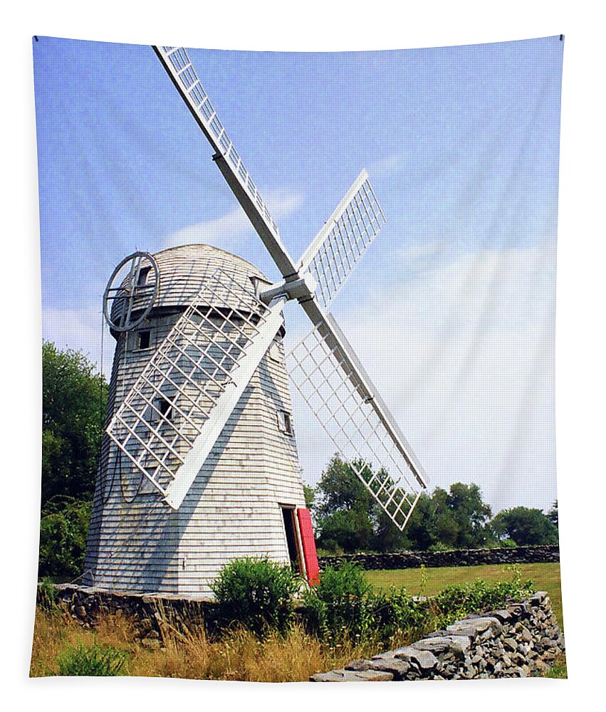 Building Tapestry featuring the photograph Jamestown Windmill by Jim Feldman