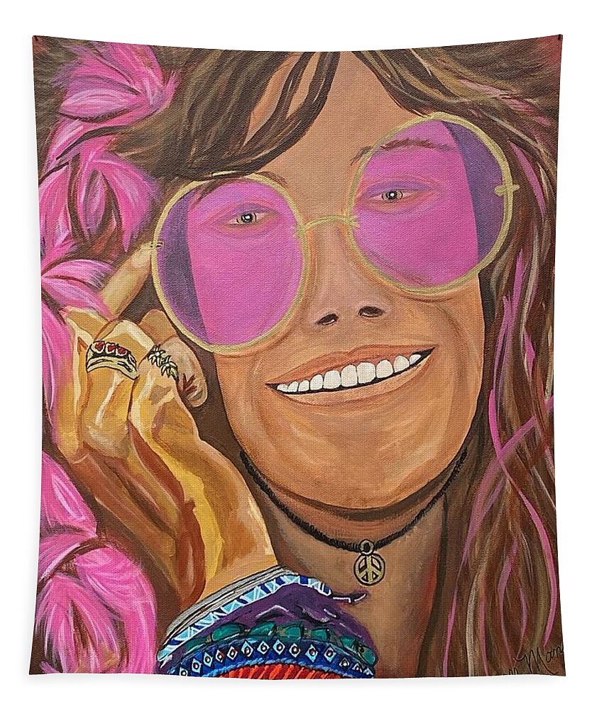  Tapestry featuring the painting Janis Joplin by Bill Manson