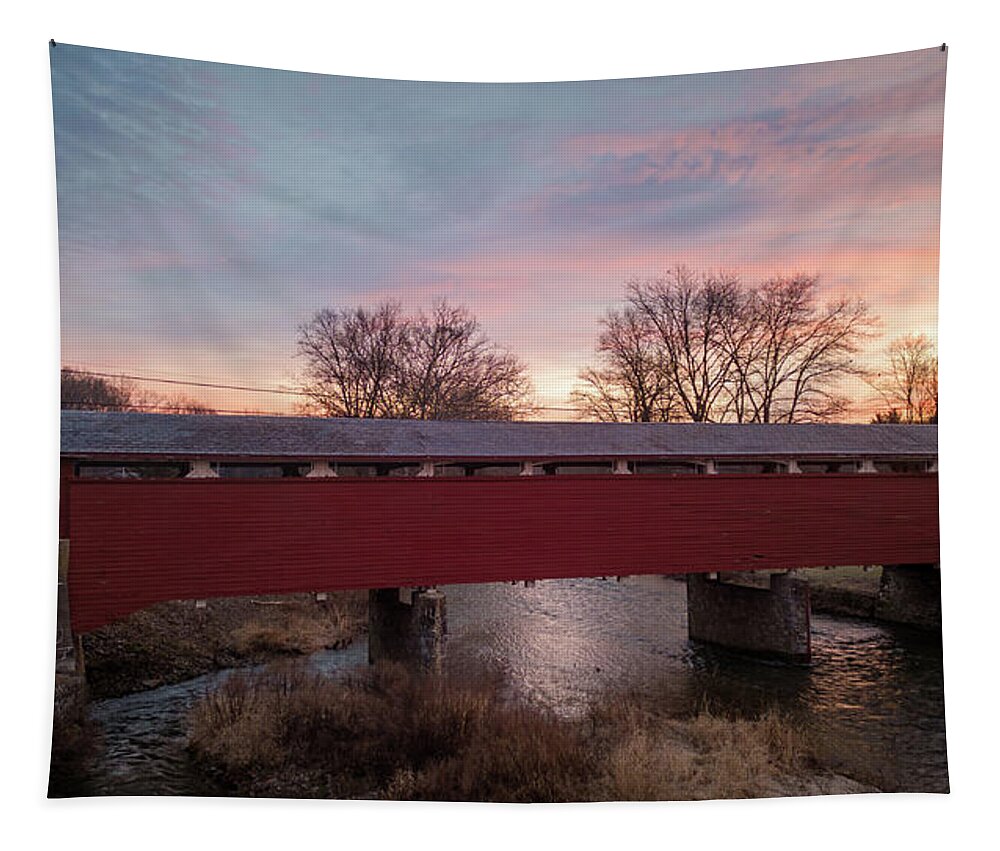 South Whitehall Township Tapestry featuring the photograph January Sunrise at Covered Bridge Park by Jason Fink