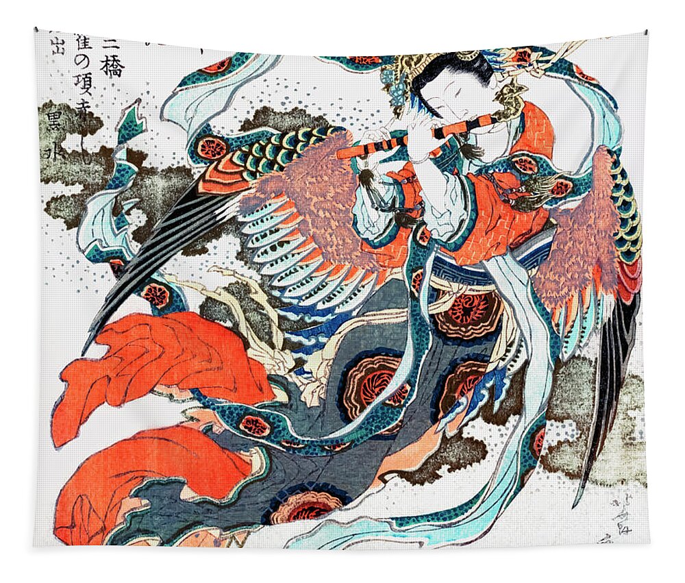 Katsushika Hokusai Tapestry featuring the painting Japanese woman by Katsushika Hokusai by Mango Art