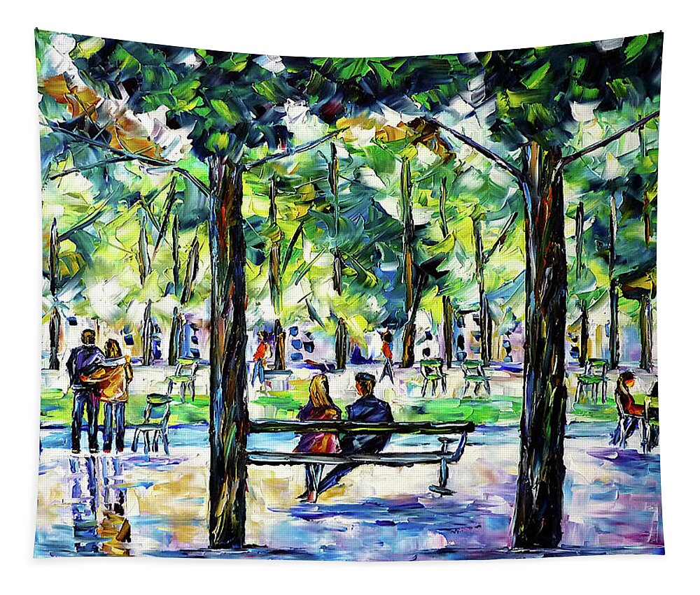 Park In Paris Tapestry featuring the painting Jardin des Tuileries, Paris by Mirek Kuzniar