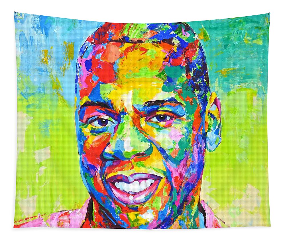 Jay-z Tapestry featuring the painting Jay-Z. by Iryna Kastsova