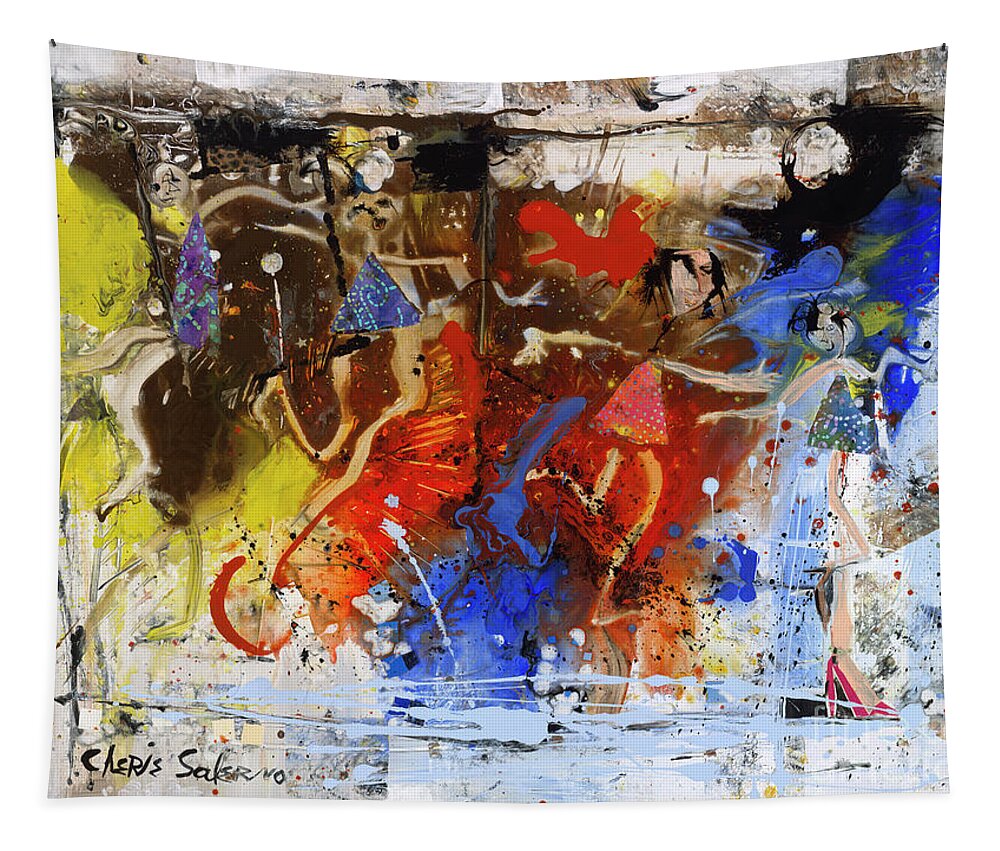 Jazz Tapestry featuring the painting Jazz by Cherie Salerno