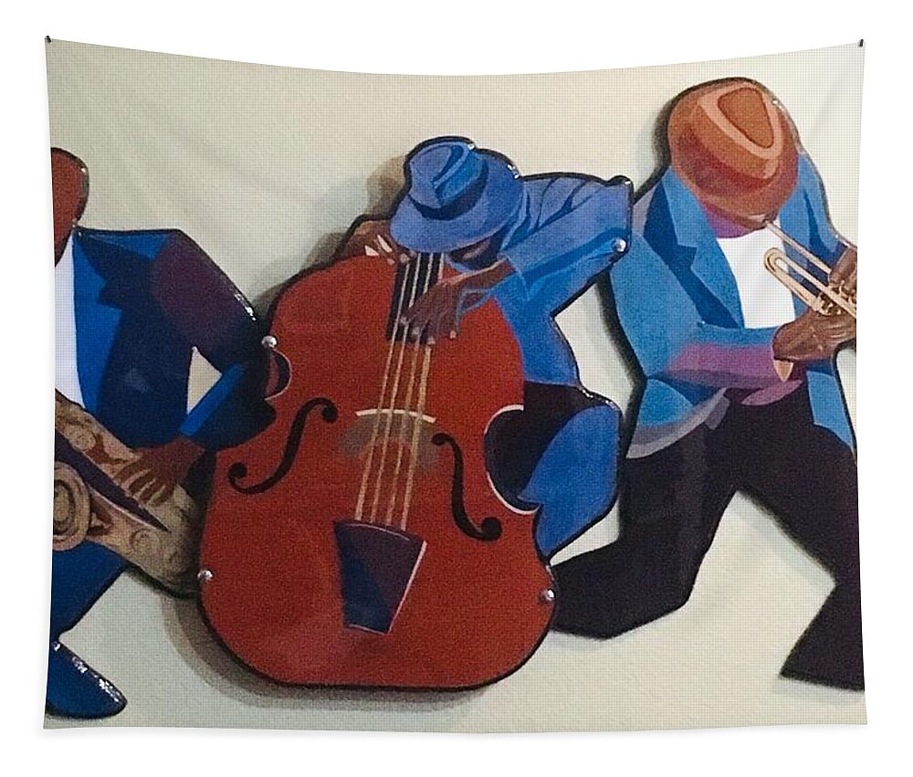 Music Tapestry featuring the mixed media Jazz Ensemble III by Bill Manson