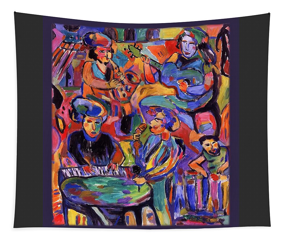 Jazz Tapestry featuring the painting Jazz by Mykul Anjelo
