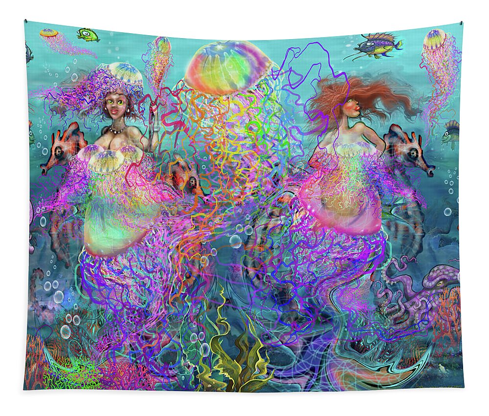 Jellyfish Tapestry featuring the digital art Mermaid Disco Dresses by Kevin Middleton