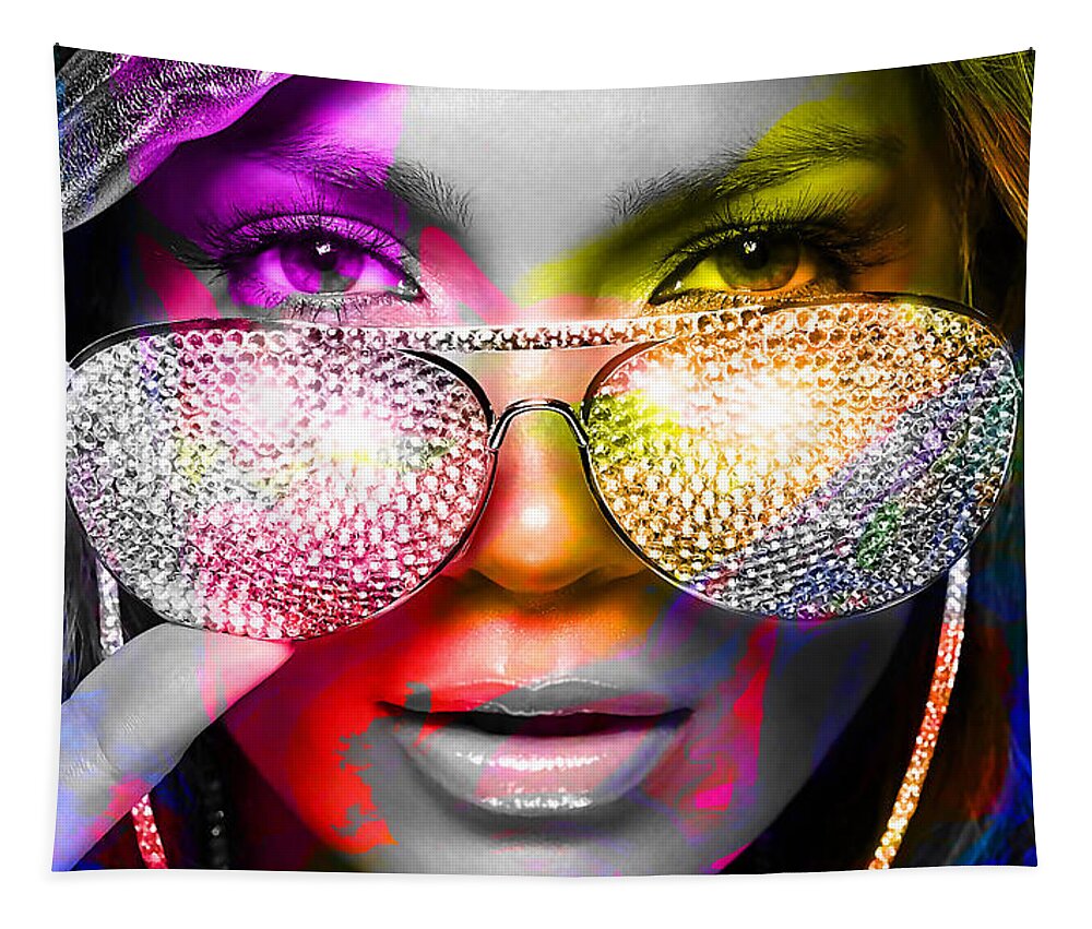  Digital Art Tapestry featuring the mixed media Jennifer Lopez by Marvin Blaine