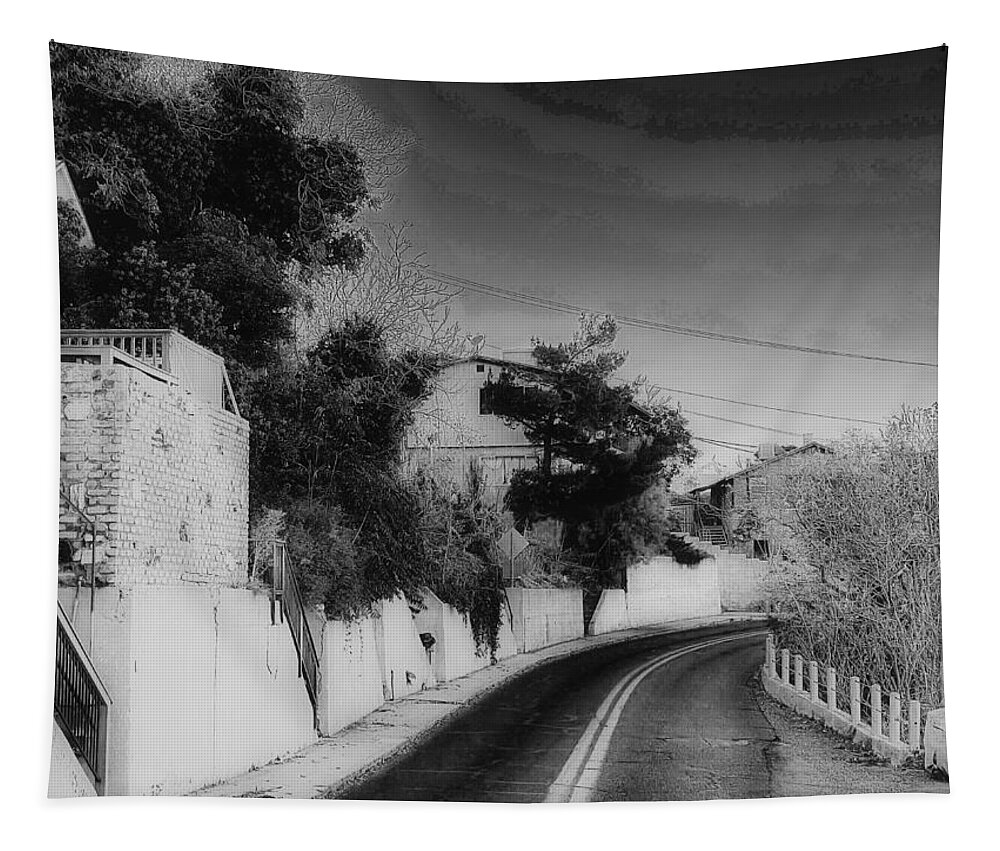 Photograph Road Black White Town Tapestry featuring the photograph Jerome, Arizona by Beverly Read