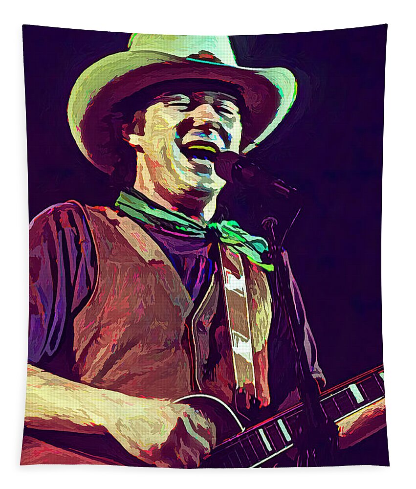 © 2020 Lou Novick All Rights Reserved Tapestry featuring the photograph Jerry Jeff Walker by Lou Novick