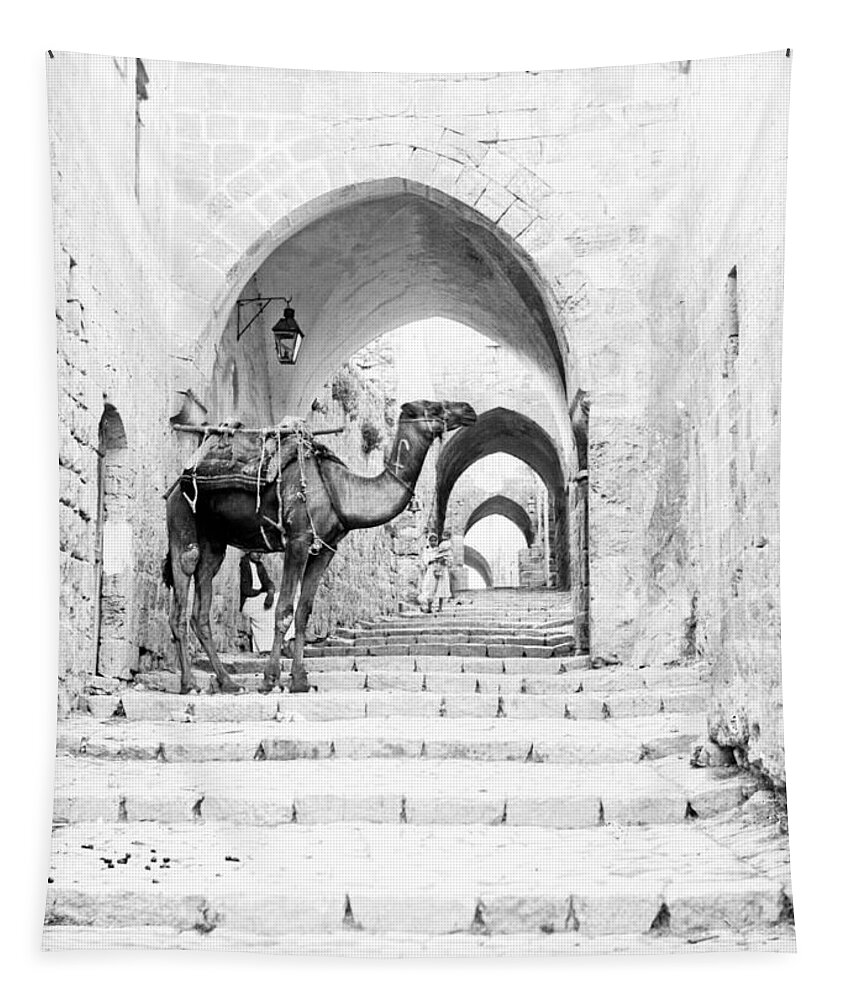 1900 Tapestry featuring the photograph Jerusalem Street of Arches by Munir Alawi