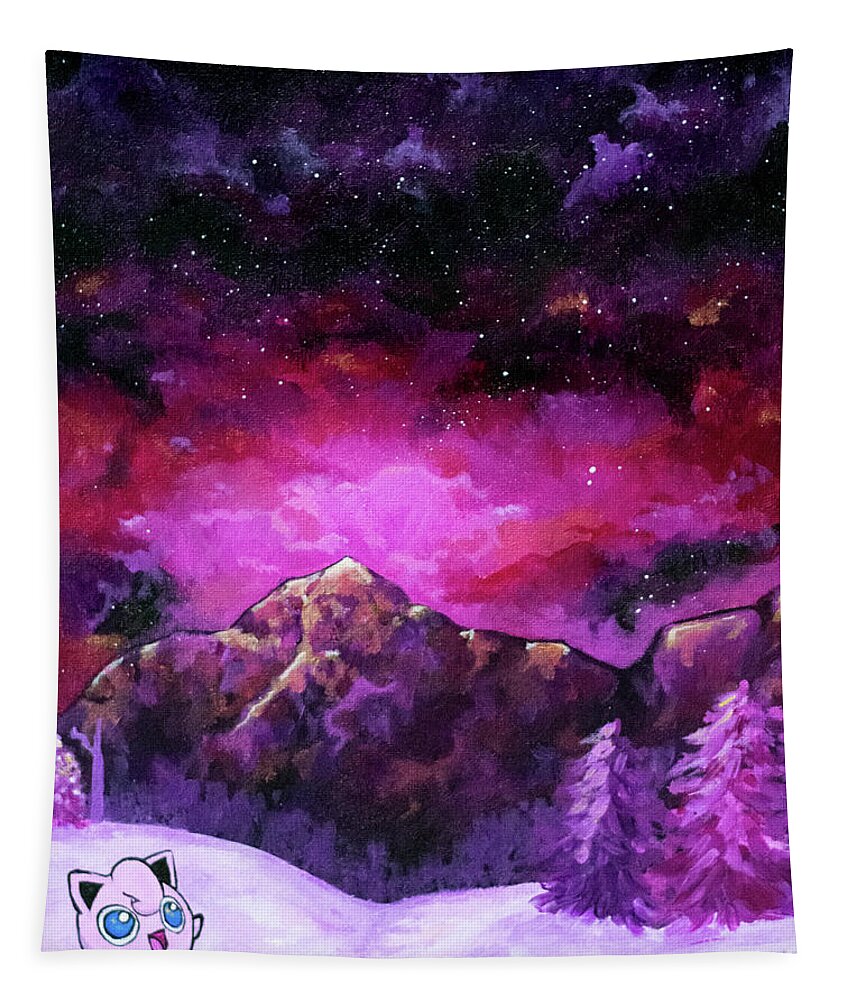 Pokémon Tapestry featuring the painting Jigglypuff's Winter Wonderland by Ashley Wright