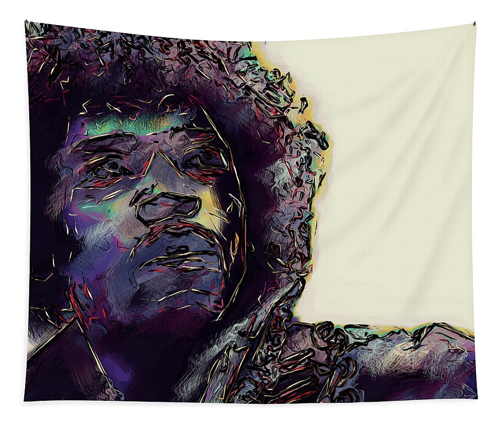 Jimi Hendrix Tapestry featuring the digital art Jimi Hendrix by David Lane