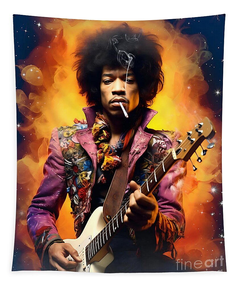 Jimi Hendrix Portrait Play Guitar Tapestry by Mark Ashkenazi - Fine Art  America
