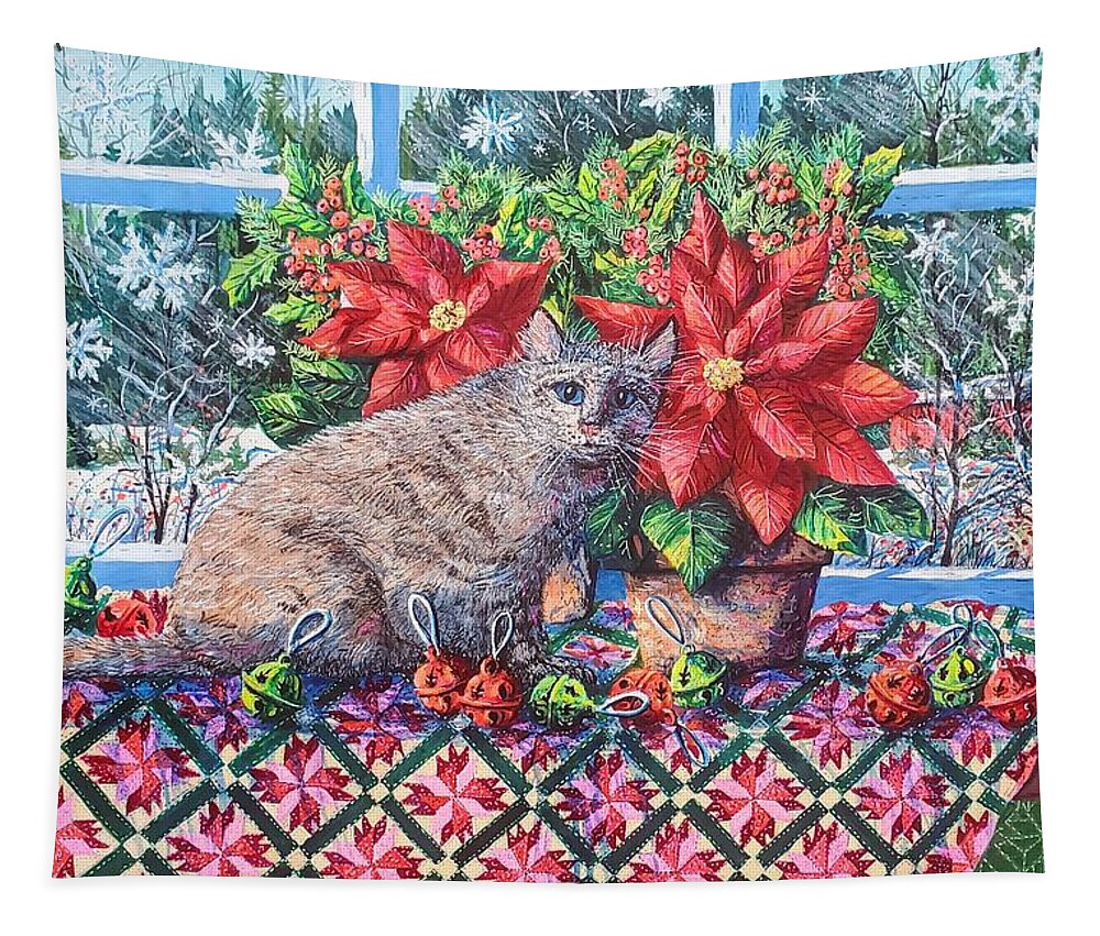 Quilt Tapestry featuring the painting Jingle Bells by Diane Phalen