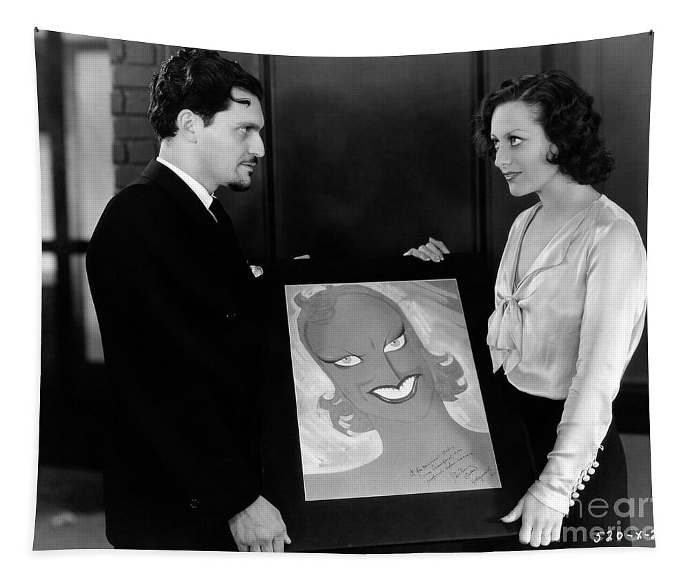 Joan Crawford Tapestry featuring the photograph Joan Crawford candid 1930 by Sad Hill - Bizarre Los Angeles Archive