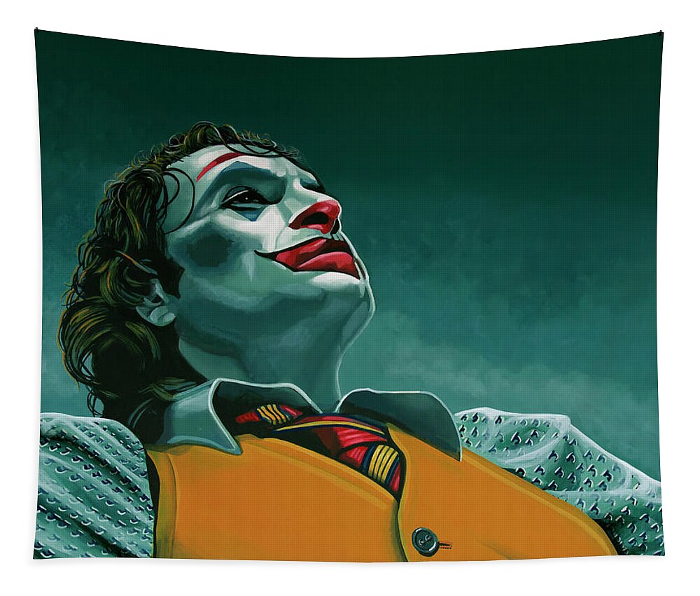 Joaquin Phoenix Tapestry featuring the painting Joaquin Phoenix in Joker painting by Paul Meijering
