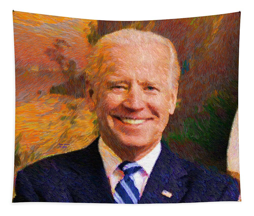 Portraits Tapestry featuring the painting Joe Biden 2020 by Rafael Salazar