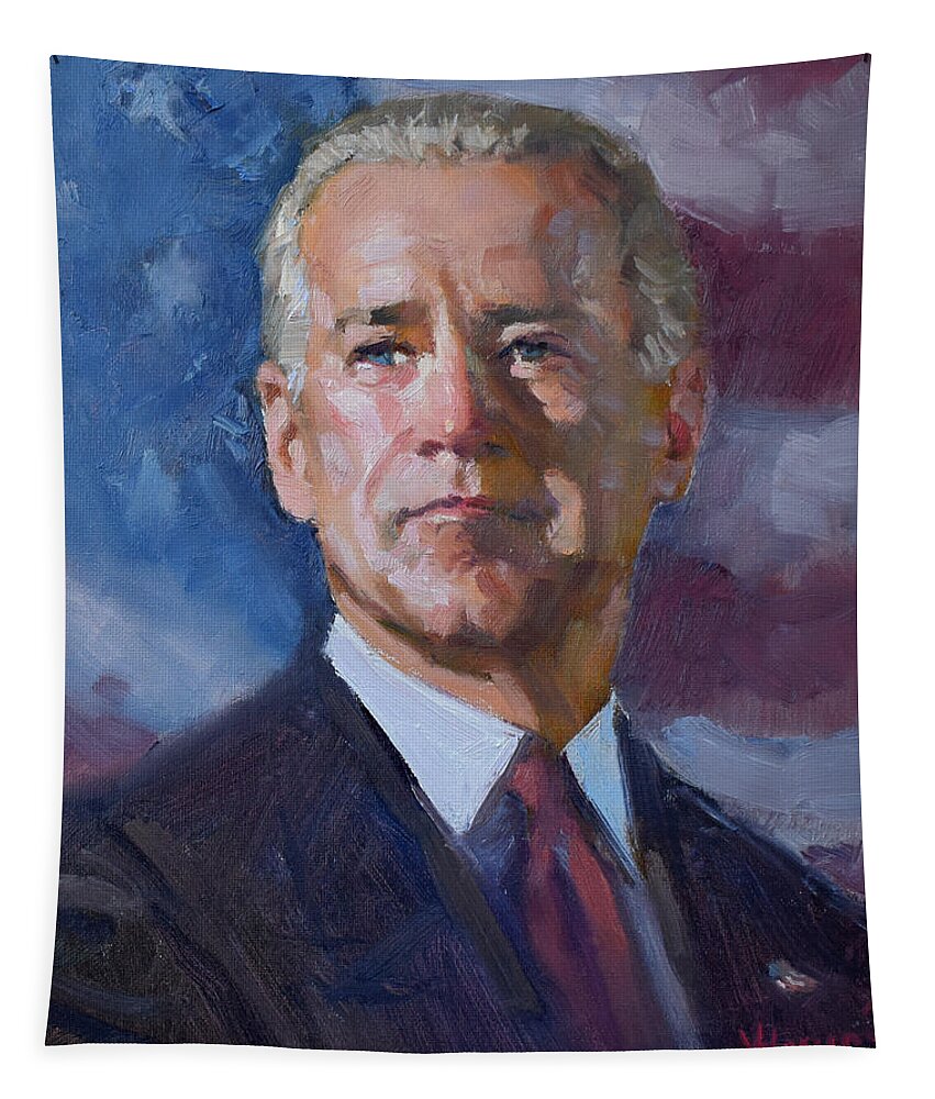 Joe Biden Tapestry featuring the painting Joe by Ylli Haruni