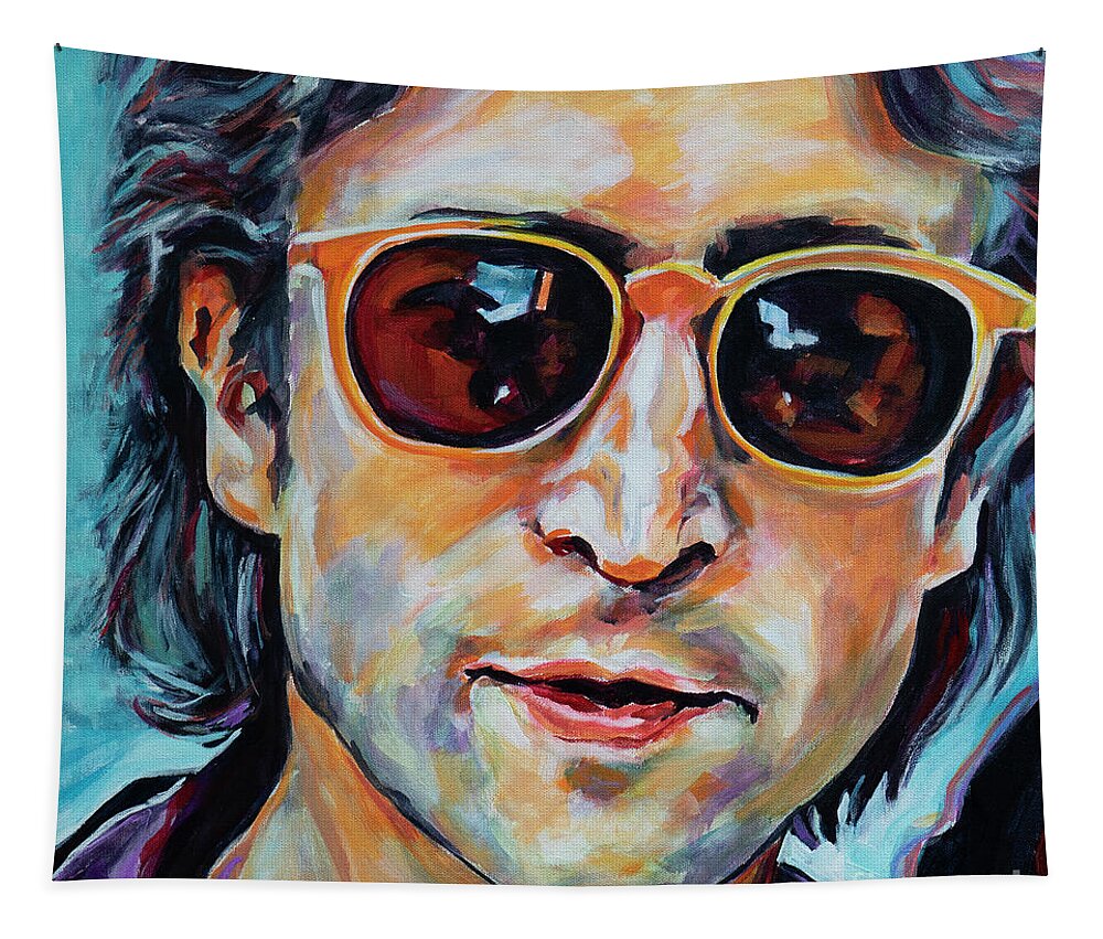 John Lennon Tapestry featuring the painting John Lennon by Tanya Filichkin