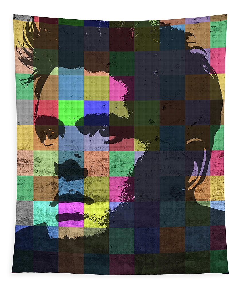 John Mayer Tapestry featuring the mixed media John Mayer Patchwork Pop Art Portrait by Design Turnpike