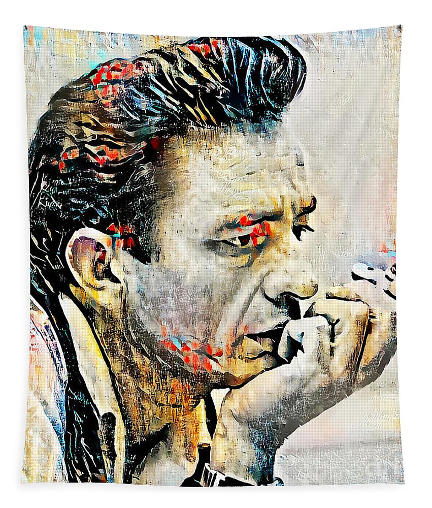 Wingsdomain Tapestry featuring the photograph Johnny Cash in Brutalism Style 20200926 by Wingsdomain Art and Photography