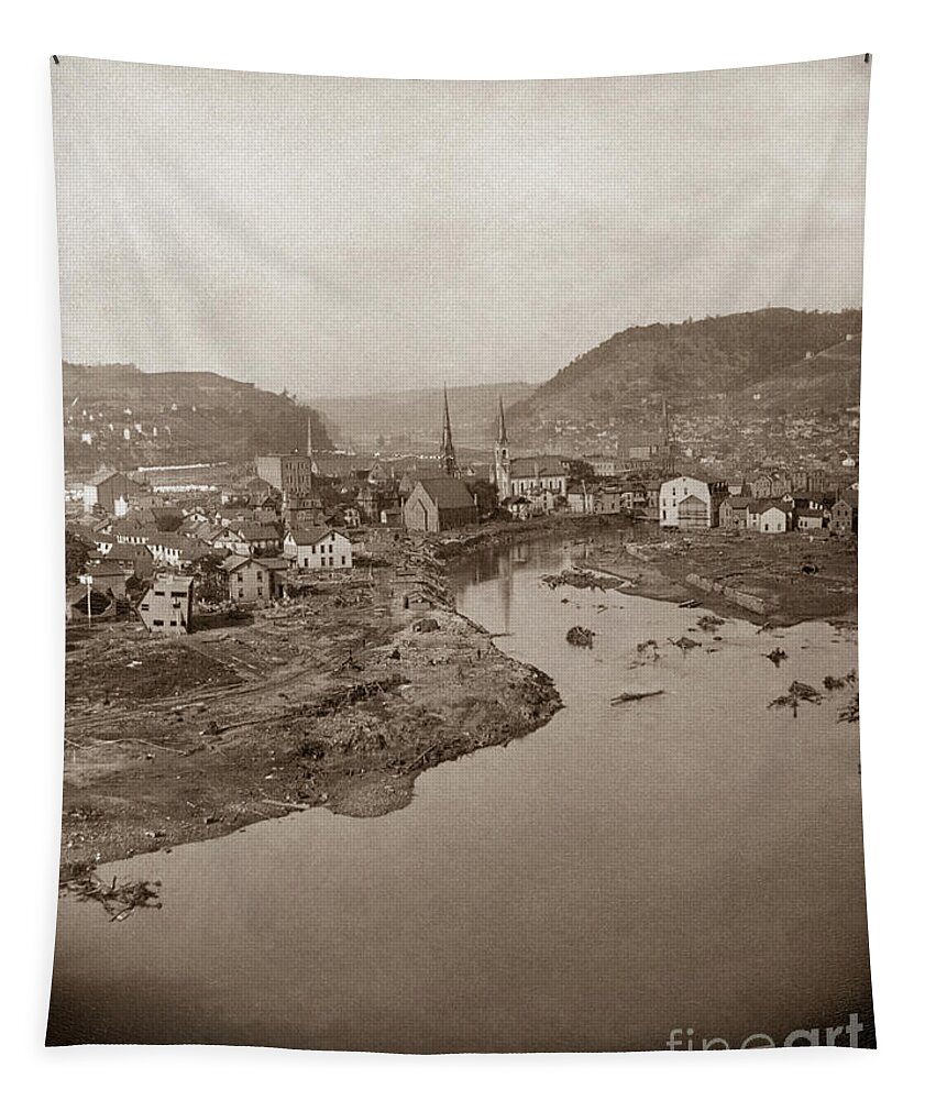 1889 Tapestry featuring the photograph Johnstown Flood, 1889 by George Barker
