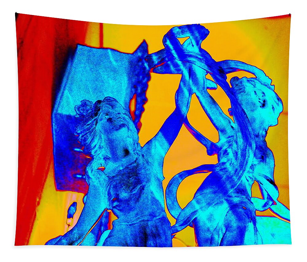 Statue Tapestry featuring the digital art Joie de Jouer by Larry Beat