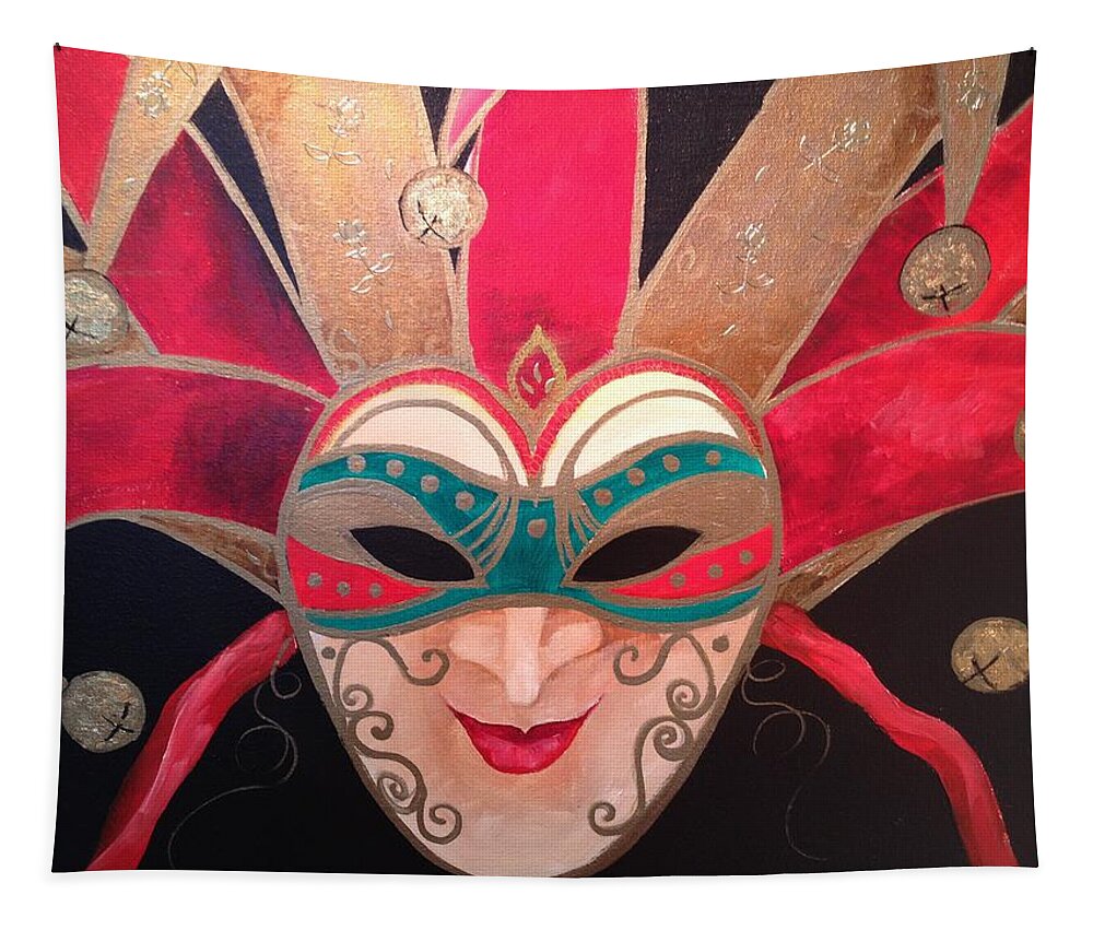 Mardi Gras Tapestry featuring the painting Joker I by Barbara Landry