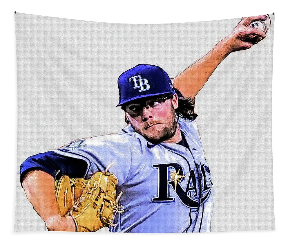 Josh Fleming - Rh Relief P - Tampa Bay Rays Tapestry featuring the digital art Josh Fleming - RH Relief P - Tampa Bay Rays by Bob Smerecki