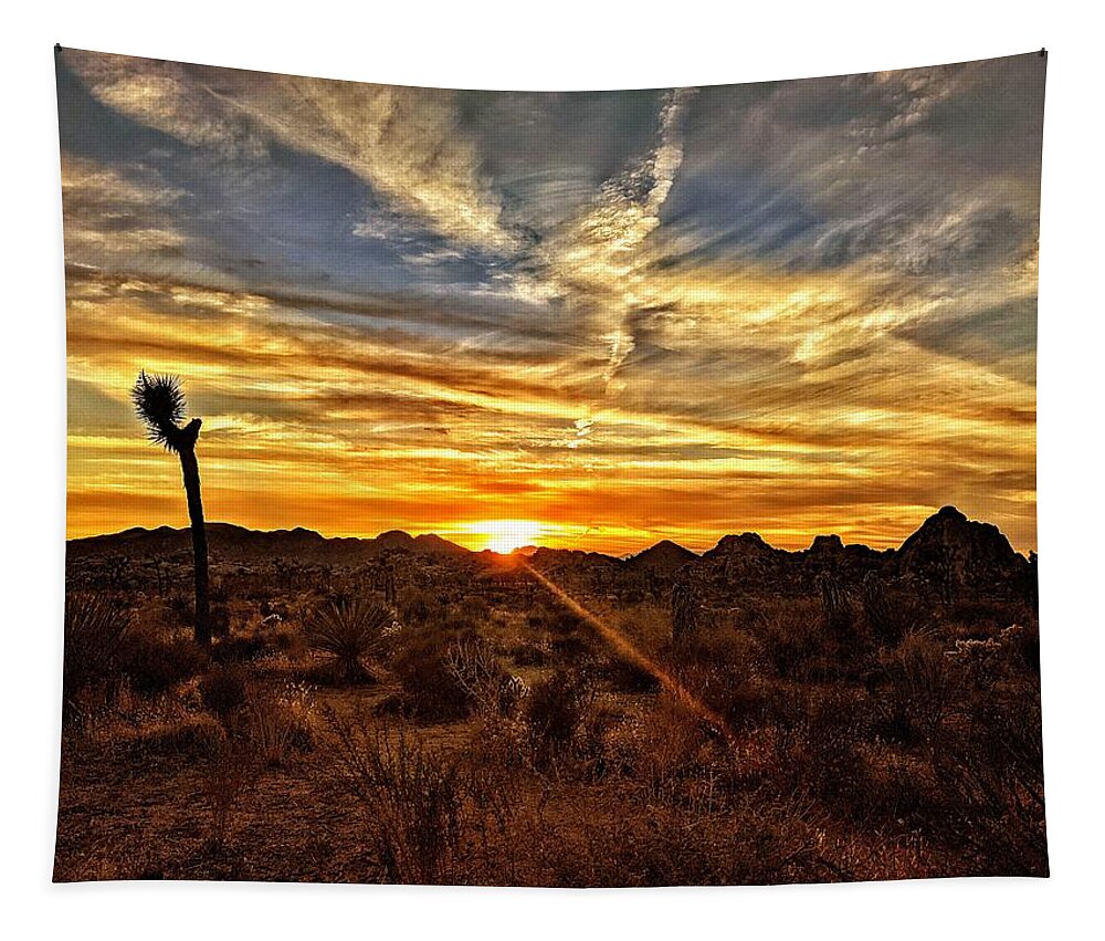 Joshua Tree Tapestry featuring the photograph Joshua Tree Sunset by Dave Zumsteg