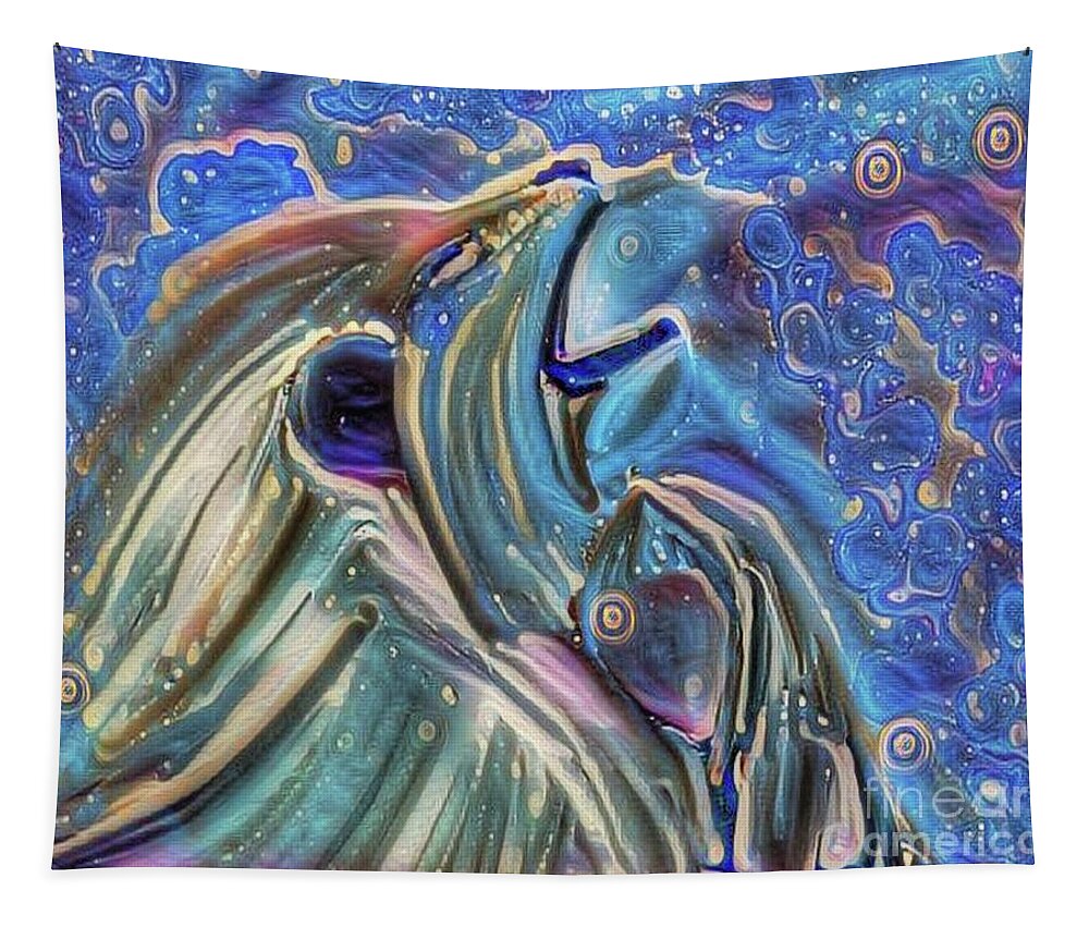 Lion Tapestry featuring the mixed media Joy In The Night by Jessica Eli
