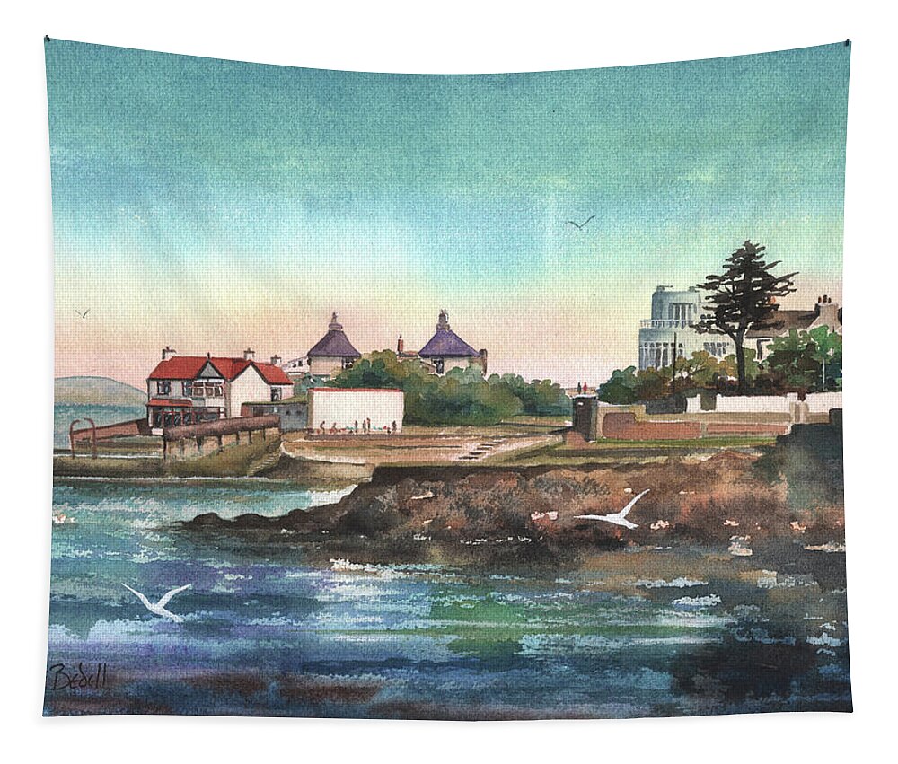 Any Vision Tapestry featuring the painting Joyce's Tower Sandycove by Kate Bedell