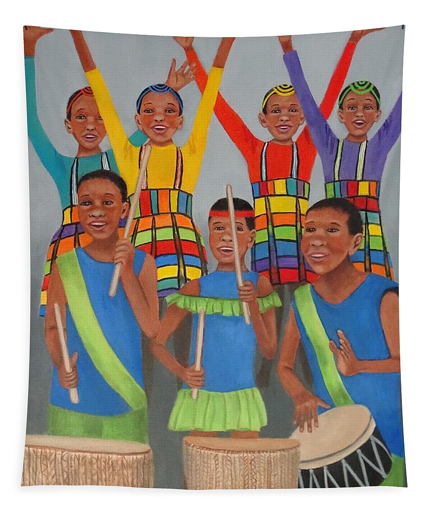 Children Tapestry featuring the painting Joyful Praise by Jill Ciccone Pike