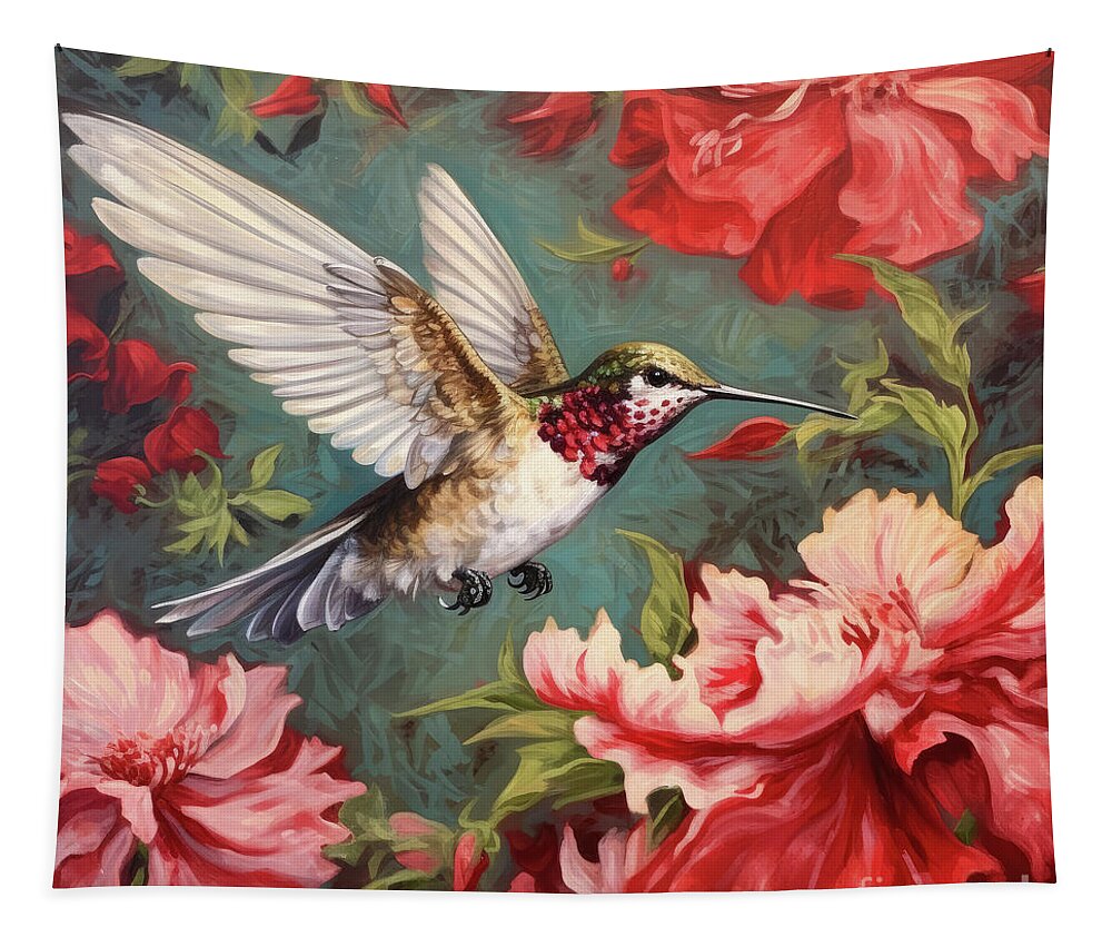 Hummingbird Tapestry featuring the painting Joyous Juvenile by Tina LeCour