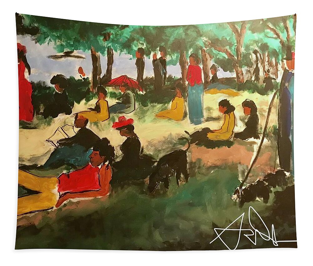  Tapestry featuring the painting Juneteenth by Angie ONeal