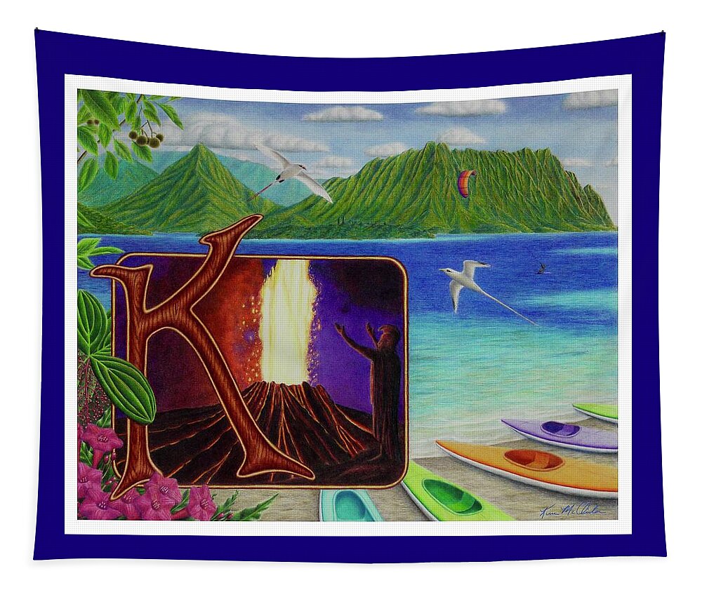 Kim Mcclinton Tapestry featuring the drawing K is for Kilauea by Kim McClinton