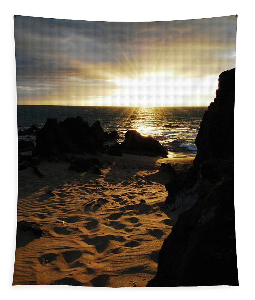Photography Tapestry featuring the photograph Kalamaole Beaches Sunset 22 by Stephanie Gambini