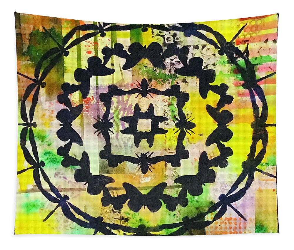 Butterfly Tapestry featuring the painting Kaliedoscope of Unity by Liana Yarckin