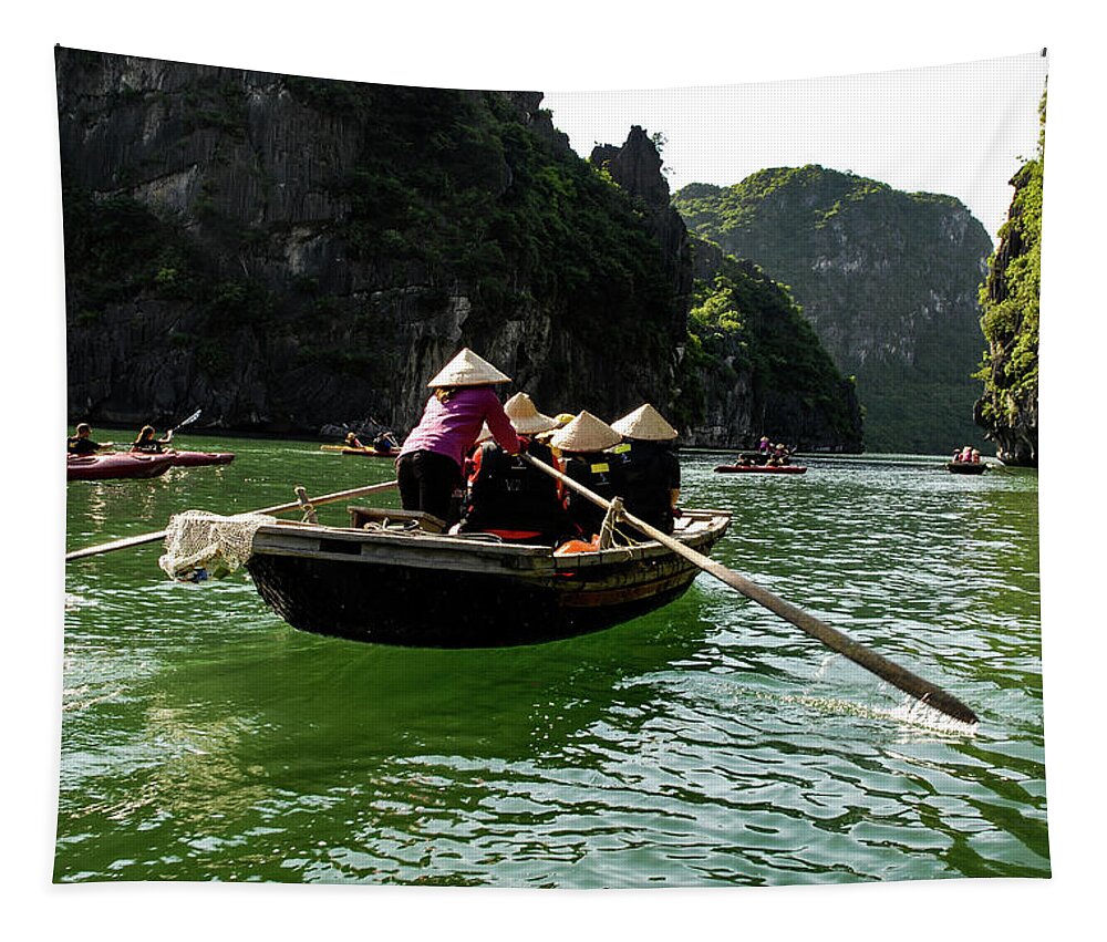 Vietnam Tapestry featuring the photograph Between Land And Sea - Bai Tu Long Bay, Vietnam by Earth And Spirit
