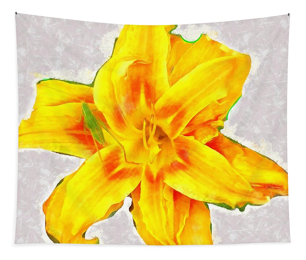 Katydid Tapestry featuring the mixed media Katydid on Daylily by Christopher Reed
