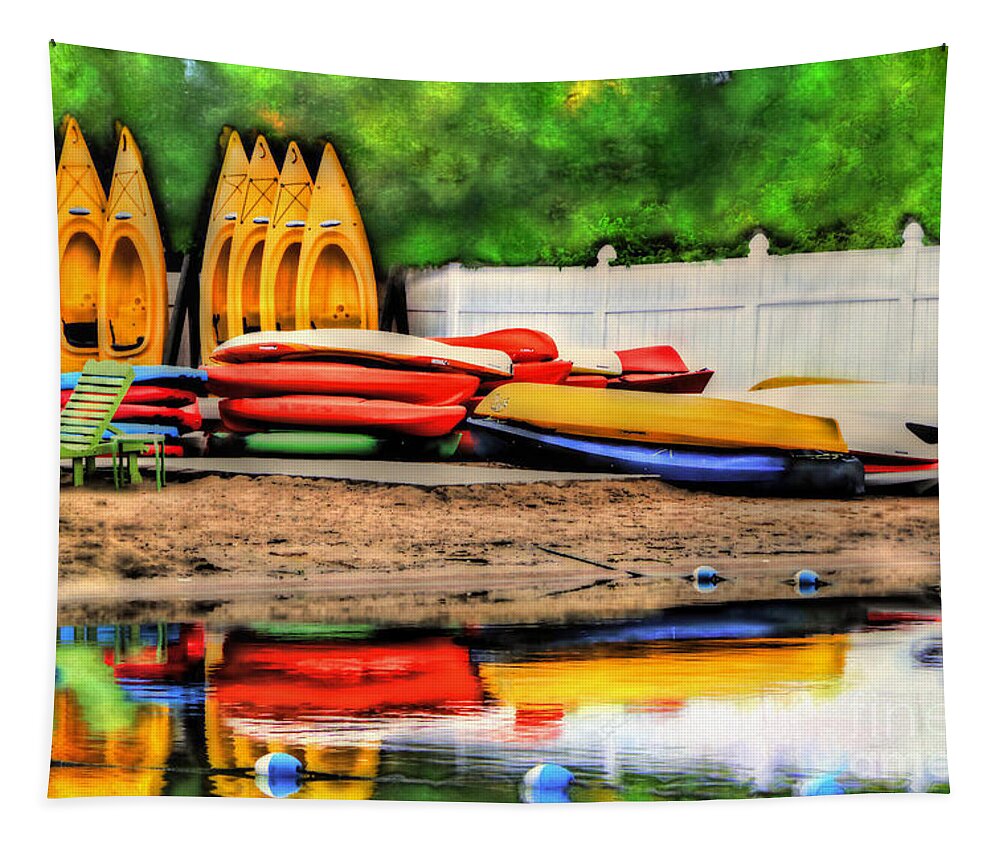 Kayaks Tapestry featuring the photograph Kayaks At Lake George by Jeff Breiman
