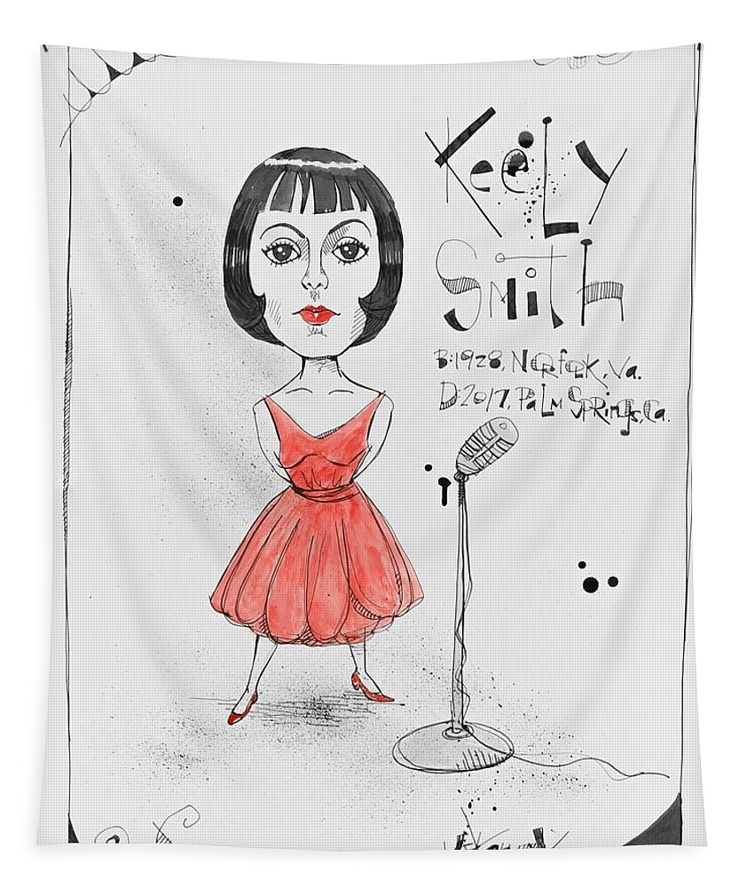  Tapestry featuring the drawing Keely Smith by Phil Mckenney