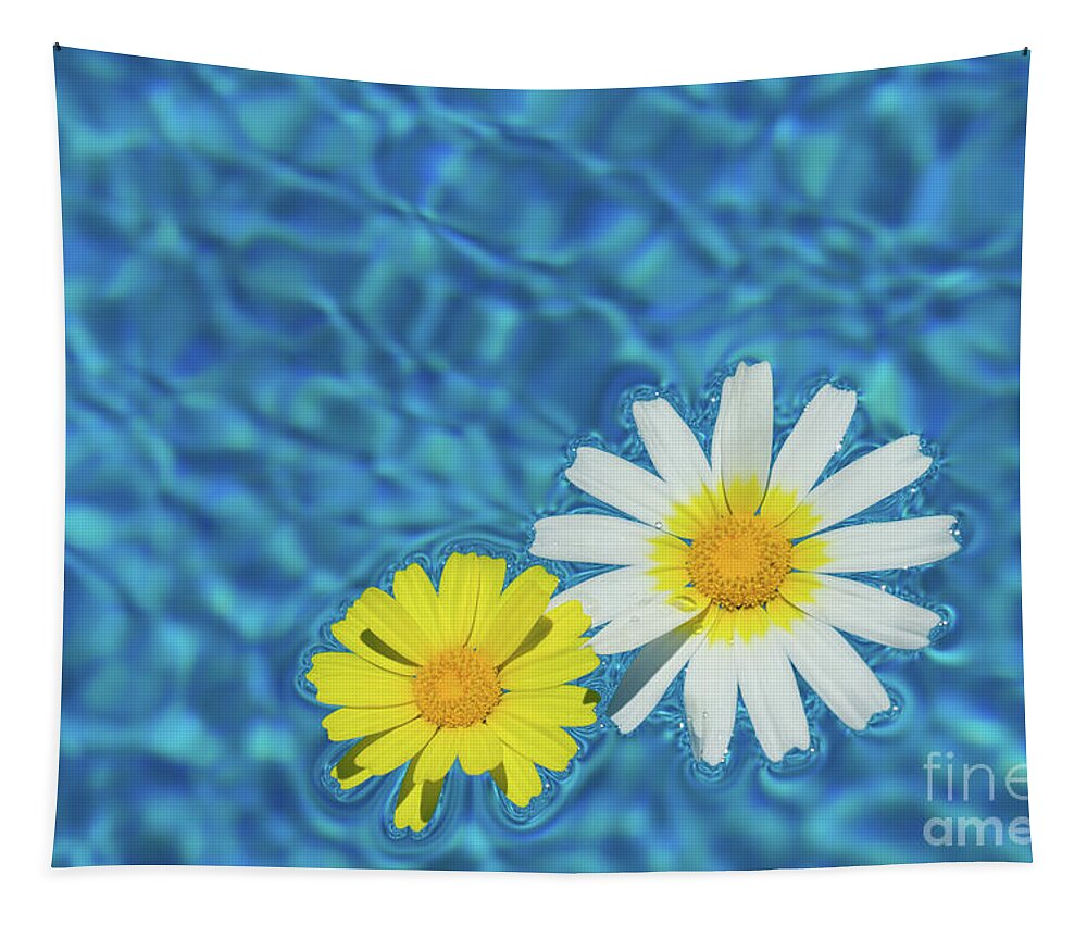 Daisies Tapestry featuring the photograph Keep your sunny days by the pool by Adriana Mueller