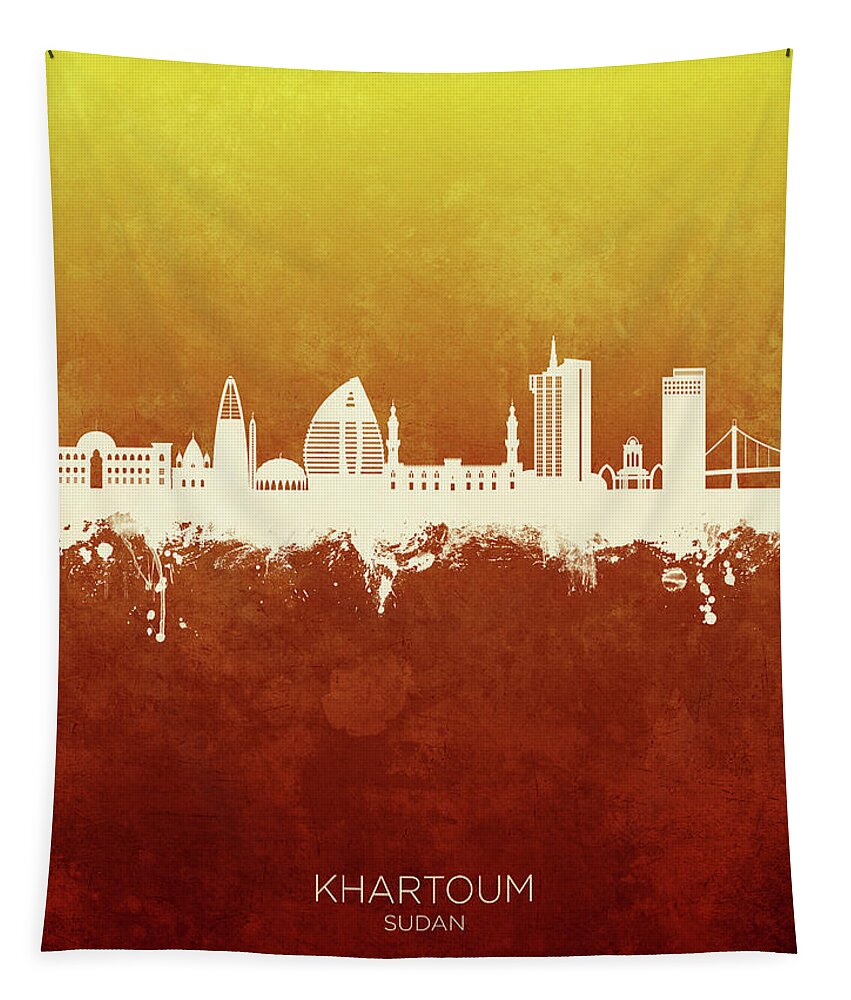 Khartoum Tapestry featuring the digital art Khartoum Sudan Skyline #35 by Michael Tompsett